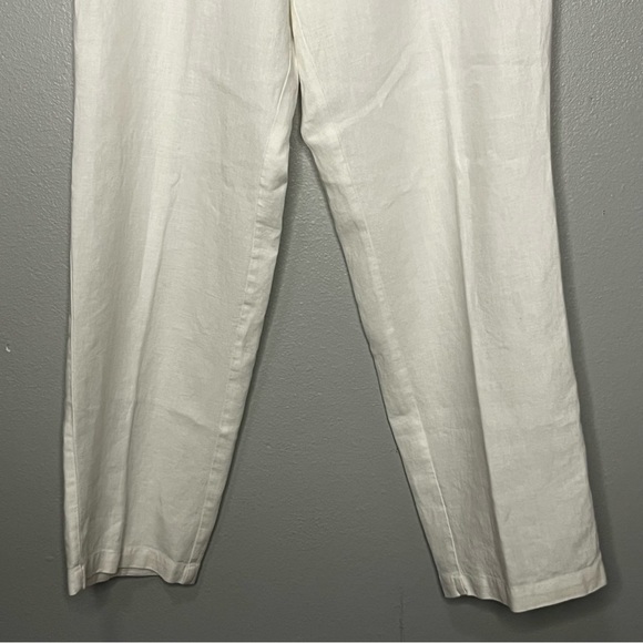 Tasso Elba Spa 100% Linen Pants Women Medium Flap Pockets White Drawstring - Picture 3 of 8